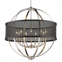  3167-9 PW-BLK - Colson PW 9 Light Chandelier (with Matte Black shade) in Pewter